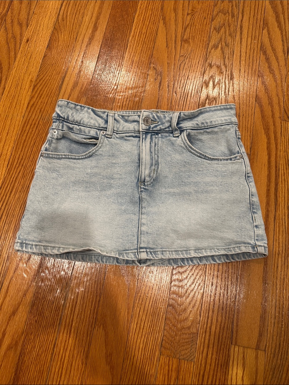 Garage Washed Light Blue Denim Mini Skirt